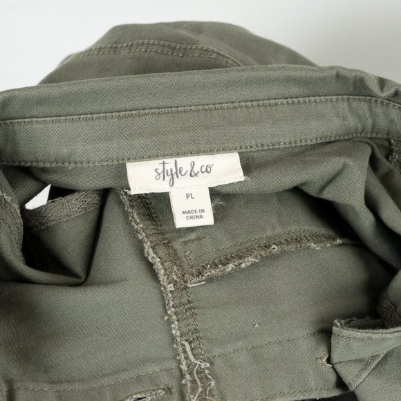 NWT Style and Co Olive Drab Belted Shirt Dress - Petite large - Picture 6 of 6